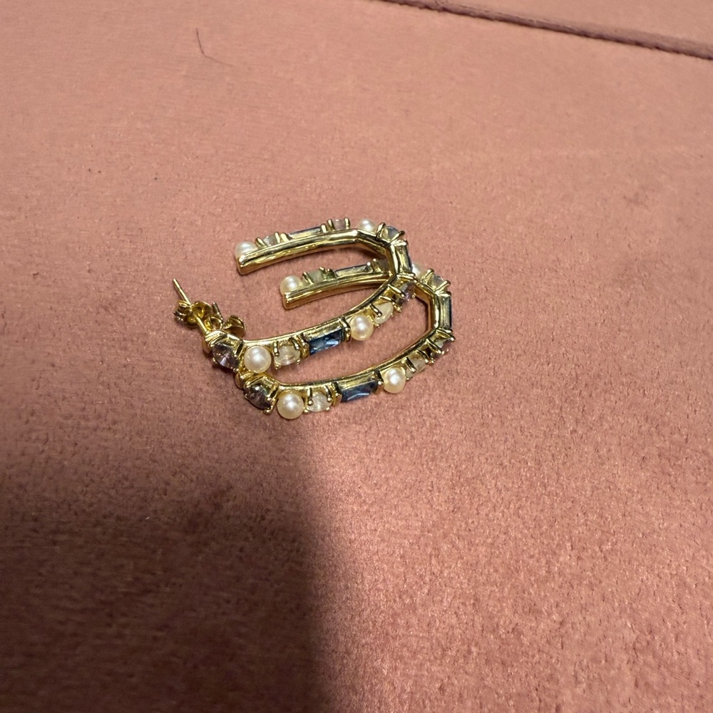Kendra Scott Gold and Blue Hoop Earrings